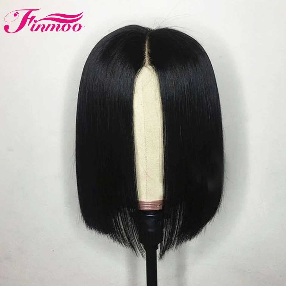 

150%Short Brazilian Bob Wig Lace Front Human Hair Wigs Remy Hair Natural Color with Pre Plucked Hairline For Black Women 8-14"