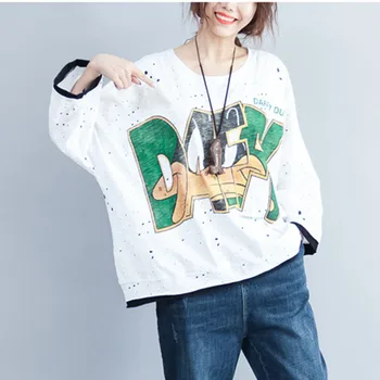 Johnature Autumn New Casual Korean O-Neck Full Sleeve Cartoon Print Loose Tops Black White Patchwork 2020Women T-Shirts
Johnature Autumn New Casual Korean O-Neck Full Sleeve Cartoon Print Loose Tops Black White Patchwork 2020Women T-Shirts