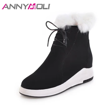 ANNYMOLI Women Snow Boots Real Rabbit Fur Ankle Boots Winter Platform Wedges Boots Lacing Increasing Heel Shoes Female Shoes 43
ANNYMOLI Women Snow Boots Real Rabbit Fur Ankle Boots Winter Platform Wedges Boots Lacing Increasing Heel Shoes Female Shoes 43