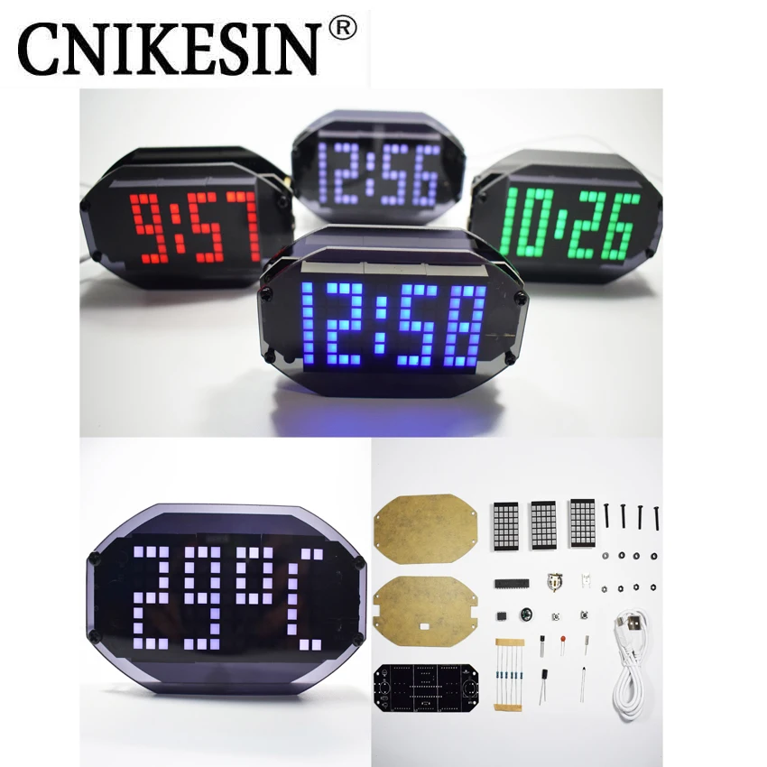 CNIKESIN Black Mirror LED Matrix Desktop Alarm Clock Kit with Temperature Display Holiday and Birthday Remind Function
CNIKESIN Black Mirror LED Matrix Desktop Alarm Clock Kit with Temperature Display Holiday and Birthday Remind Function