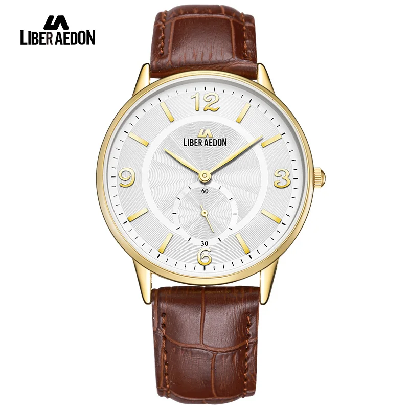 Liber Aedon Top Brand Luxury Men Watches Gold Frame Dial Waterproof Leather Band Quartz Mens Wristwatch Anniversary gift for man
Liber Aedon Top Brand Luxury Men Watches Gold Frame Dial Waterproof Leather Band Quartz Mens Wristwatch Anniversary gift for man