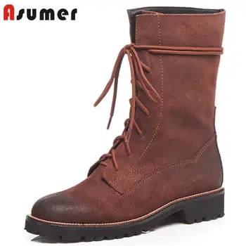 ASUMER NEW 2020 fashion cow suede leather boots lace up ankle boots women round toe cross tied square med heel winter boots
ASUMER NEW 2020 fashion cow suede leather boots lace up ankle boots women round toe cross tied square med heel winter boots