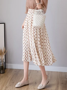 CHGOISIO Spring Summer Polka Dot High Waist Skirts Women Casual Chiffon Mid -calf Skirts Female Midi White Black Skirt
CHGOISIO Spring Summer Polka Dot High Waist Skirts Women Casual Chiffon Mid -calf Skirts Female Midi White Black Skirt