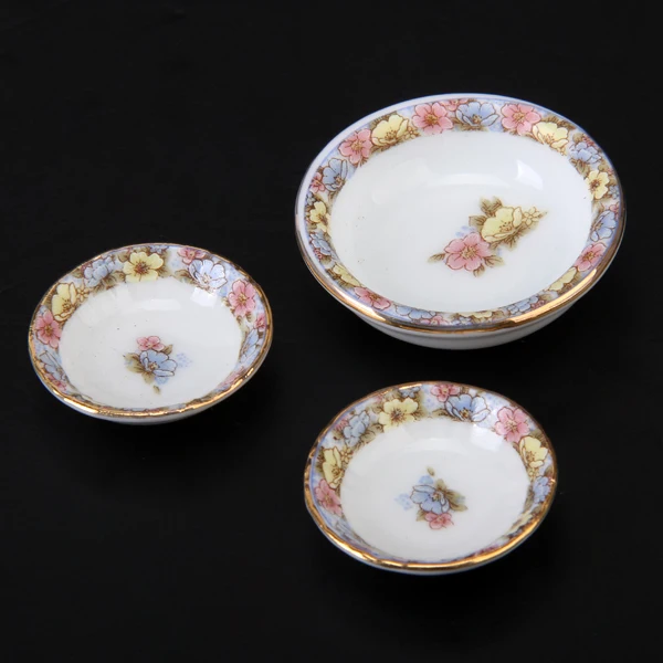 1:12 Dolls House Miniature Dinner Ware Porcelain Tea Set Dish Cup Plate 40 pcs