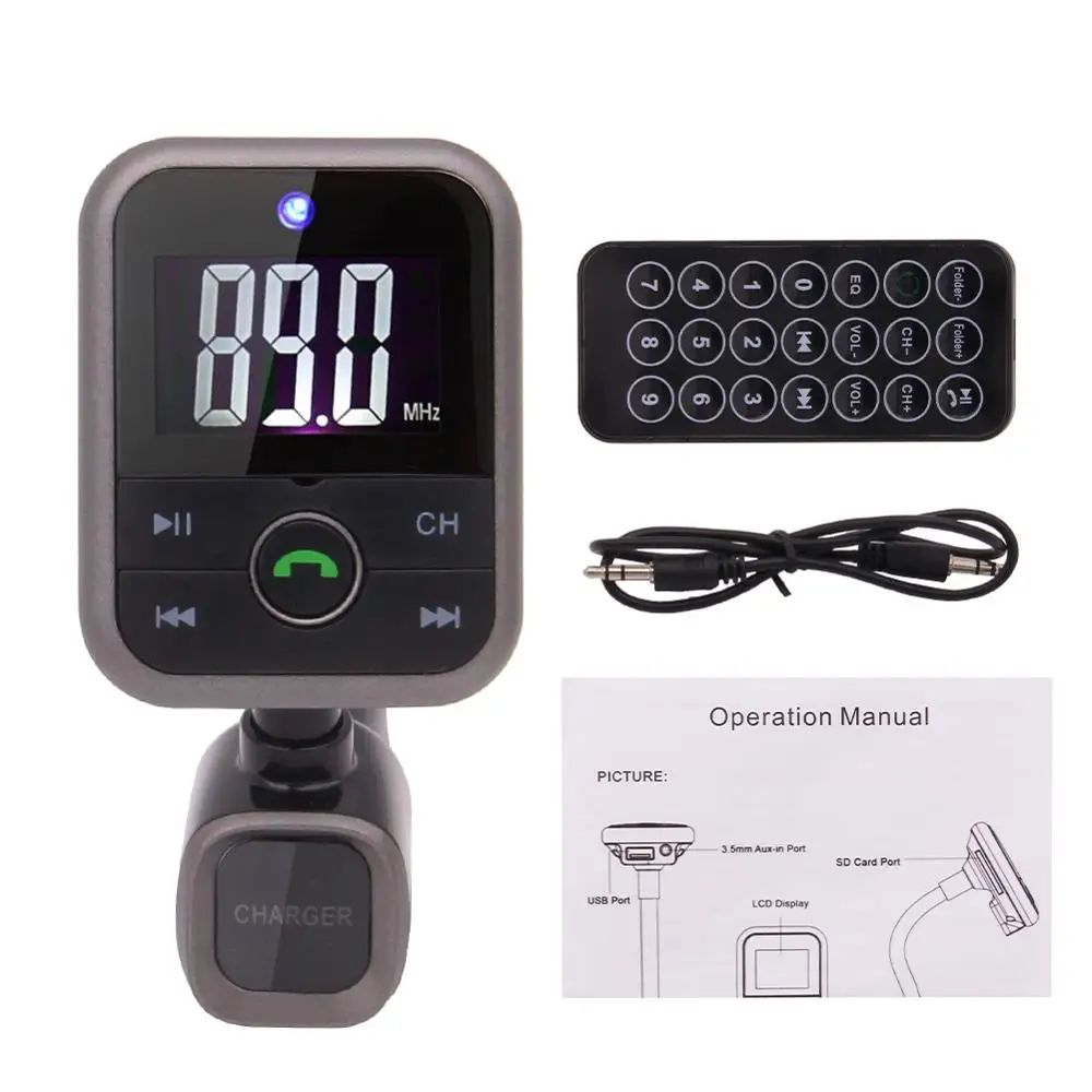 Bluetooth Wireless Car Kit LCD FM Transmitter Radio Adapter SD Slot USB Charger