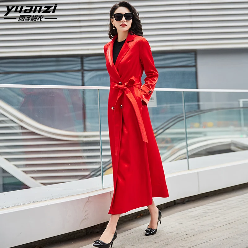 Spring Autumn Long Coat New Solid Color Black Red Pink Trench Coat Women Plus Size Double Breasted Lapel Outerwear With Belt
Spring Autumn Long Coat New Solid Color Black Red Pink Trench Coat Women Plus Size Double Breasted Lapel Outerwear With Belt