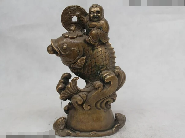 free 10"Chinese Folk Bronze excellent Lucky Money drawing Boy Sit cyprinoid Statue fast
free 10"Chinese Folk Bronze excellent Lucky Money drawing Boy Sit cyprinoid Statue fast