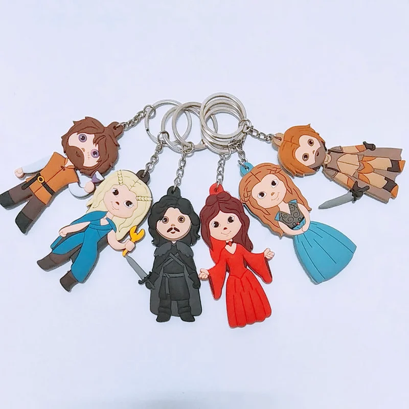Game of Thrones keychain Sansa Stark Jon Snow Arya Tormund Tyrion Lannister cute cartoon PVC key chain gift pendant llaveros
Game of Thrones keychain Sansa Stark Jon Snow Arya Tormund Tyrion Lannister cute cartoon PVC key chain gift pendant llaveros