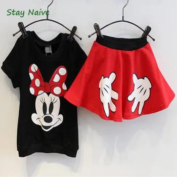Retail Girls Summer Casual Clothing Sets Children Cartoon Mickey Minnie Pure Cotton T Shirt+ skirts 2pcs Kids Clothes
Retail Girls Summer Casual Clothing Sets Children Cartoon Mickey Minnie Pure Cotton T Shirt+ skirts 2pcs Kids Clothes