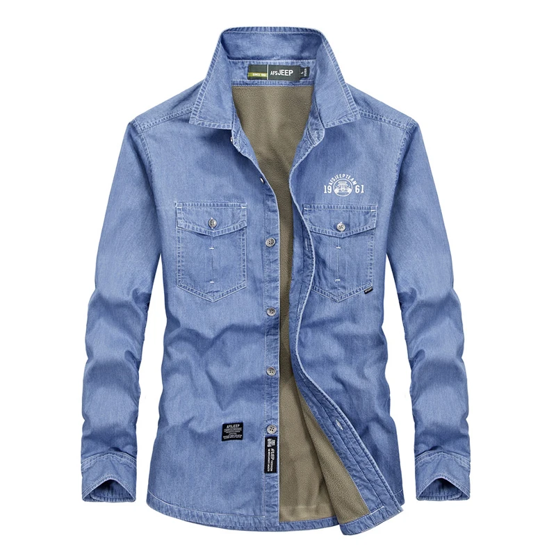 Camisa denim hombre Men's Warm Thick Winter Cotton Fleece Casual Denim Shirts Long Sleeve Shirt Brand Jeans Shirt
Camisa denim hombre Men's Warm Thick Winter Cotton Fleece Casual Denim Shirts Long Sleeve Shirt Brand Jeans Shirt