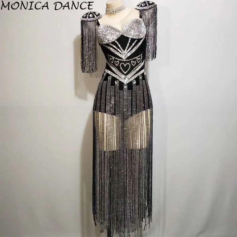 Women Sexy Black White Crystals Epaulet Bodysuit Sparkly Tassel Outfit Celebrate Costume Stage Party Singer Dance Costume
Women Sexy Black White Crystals Epaulet Bodysuit Sparkly Tassel Outfit Celebrate Costume Stage Party Singer Dance Costume