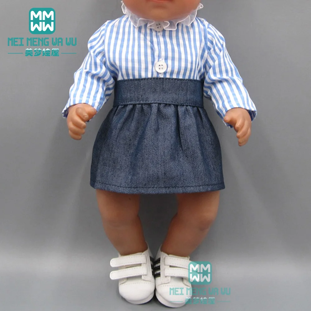 Baby clothes for doll fit 43 cm new born doll accessoreis Striped Lace Shirt + Denim Skirt
Baby clothes for doll fit 43 cm new born doll accessoreis Striped Lace Shirt + Denim Skirt