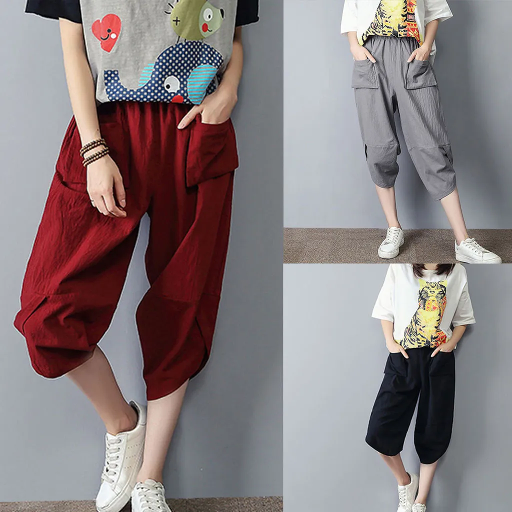 Long Elastic Waist Straight Striped Trousers Pantalon Women Loose Cotton And Linen Calf-Length Casual PantsY430
Long Elastic Waist Straight Striped Trousers Pantalon Women Loose Cotton And Linen Calf-Length Casual PantsY430