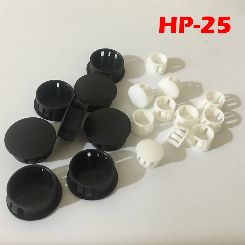 

35pcs HP-25 25MM Diameter Black White Nylon Plastic Diameter End Cap Grommet Push Locking Button Cover Panel Drill Hole Plug