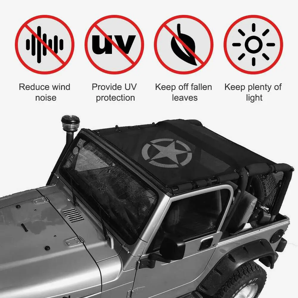 Black Mesh Sun Shade Full Top Cover UV Protection For 1997-2006 Jeep Wrangler TJ
Black Mesh Sun Shade Full Top Cover UV Protection For 1997-2006 Jeep Wrangler TJ