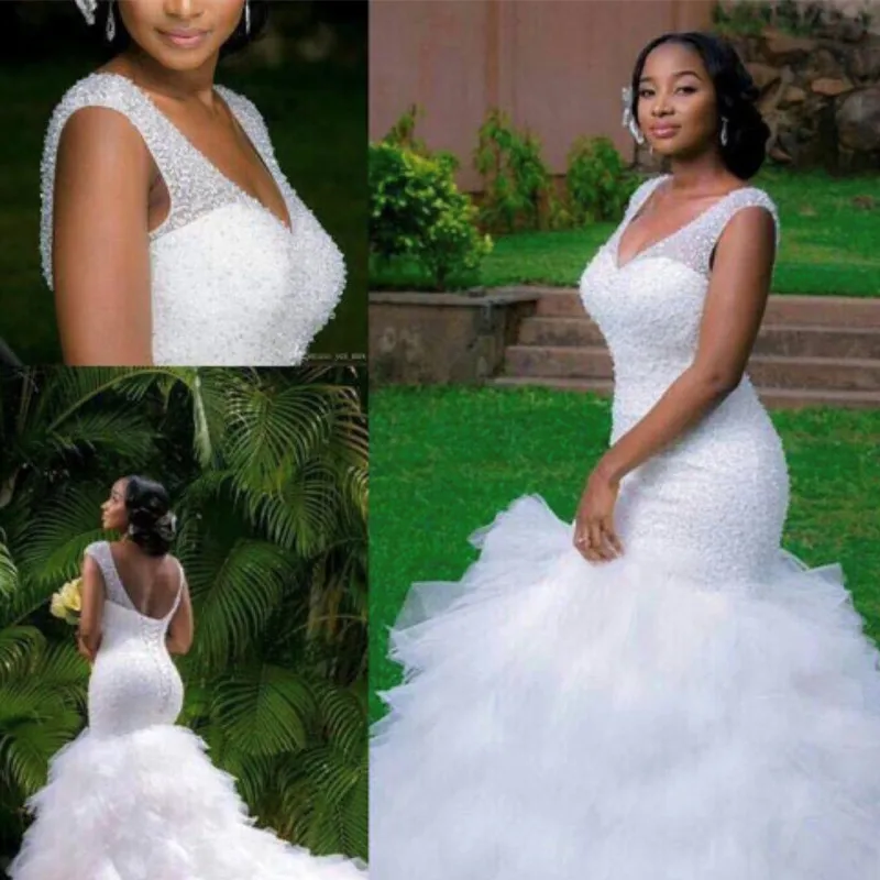 2019 New Arrival Africa Design Amazing Full Beading Mermaid Wedding Dress Stunning Ruffles Tiered Wedding Gowns
2019 New Arrival Africa Design Amazing Full Beading Mermaid Wedding Dress Stunning Ruffles Tiered Wedding Gowns