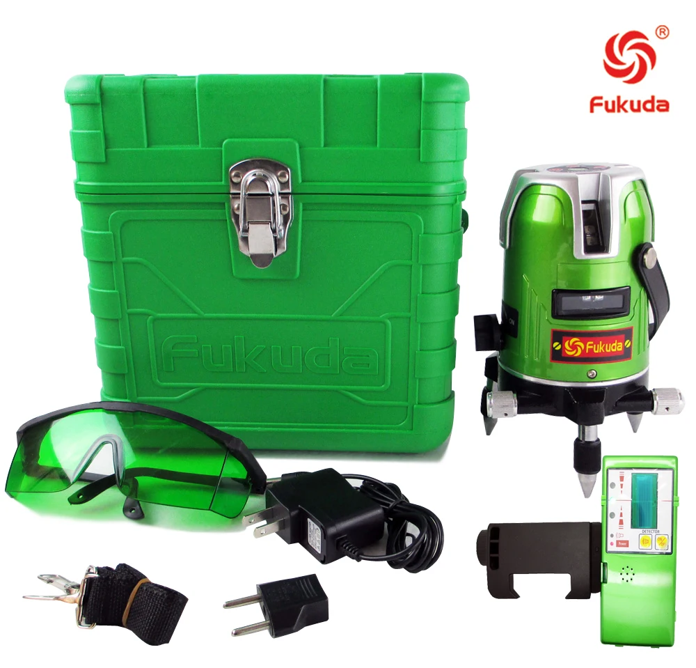 Fukuda Green Laser Level 5 Line 1 Point 360 Rotary Lazer Line Ek-468GJ lithium-ion battery with outdoor receiver FDG-6GII 532nm
Fukuda Green Laser Level 5 Line 1 Point 360 Rotary Lazer Line Ek-468GJ lithium-ion battery with outdoor receiver FDG-6GII 532nm