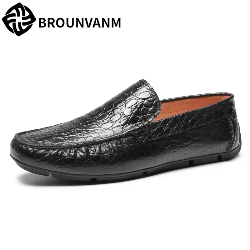 driving leisure shoes menspring autumn summer all-match cowhide men's loafer shoes Driving shoes male soft breathable sneaker