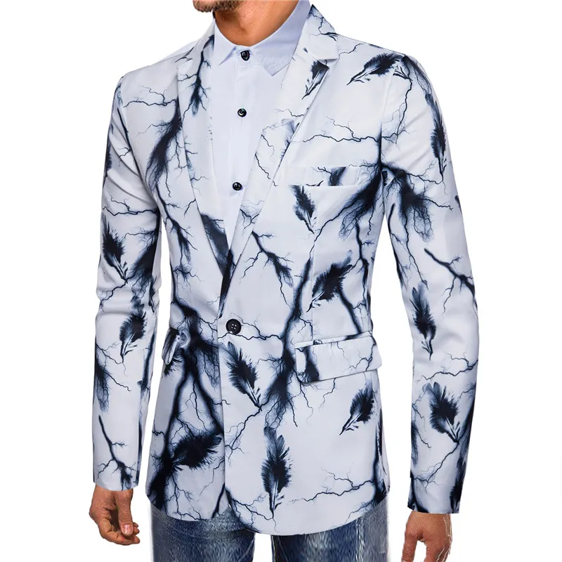 Formal Men Suit Coat For Wedding Party Single Botton Feather Print Suit Coat Fashion Men Coats Casual Male Clothing New D40
Formal Men Suit Coat For Wedding Party Single Botton Feather Print Suit Coat Fashion Men Coats Casual Male Clothing New D40