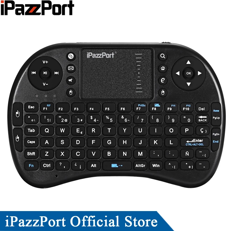 

iPazzPort i8 English French Spanish Russian 2.4GHz Wireless Mini Keyboard Air Mouse with Touchpad for Android TV Box/HTPC