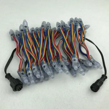4 wires(with returned signal) 50pcs/string DC12V WS2811 bullet type pixel nodes;IP68 rated, RGB addressable full color
4 wires(with returned signal) 50pcs/string DC12V WS2811 bullet type pixel nodes;IP68 rated, RGB addressable full color