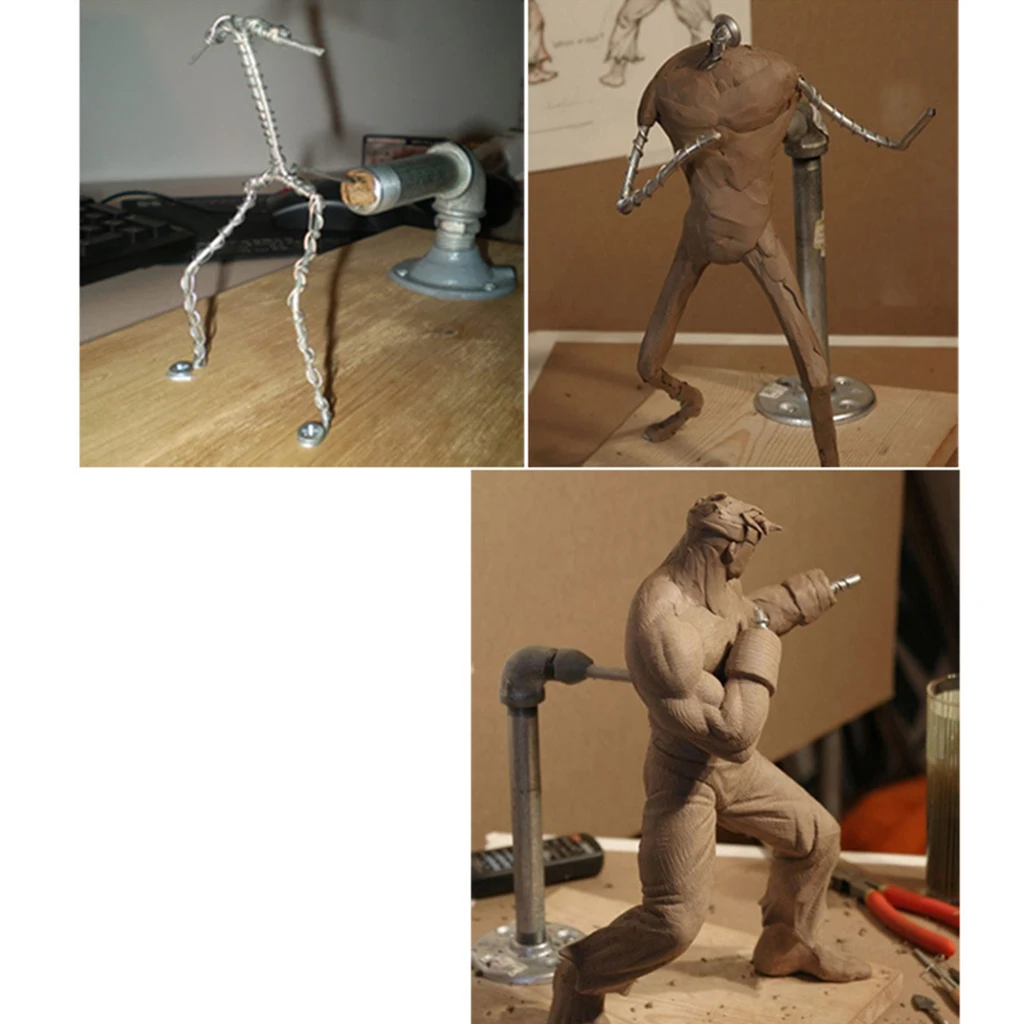 Metal Pipe Bracket and Wooden Board Holder Base Support For Clay Sculpture Statue-DIY Art Crafts Tool Sets Metal Pipe Bracket and Wooden Board Holder Base Support For Clay Sculpture Statue-DIY Art Crafts Tool Sets