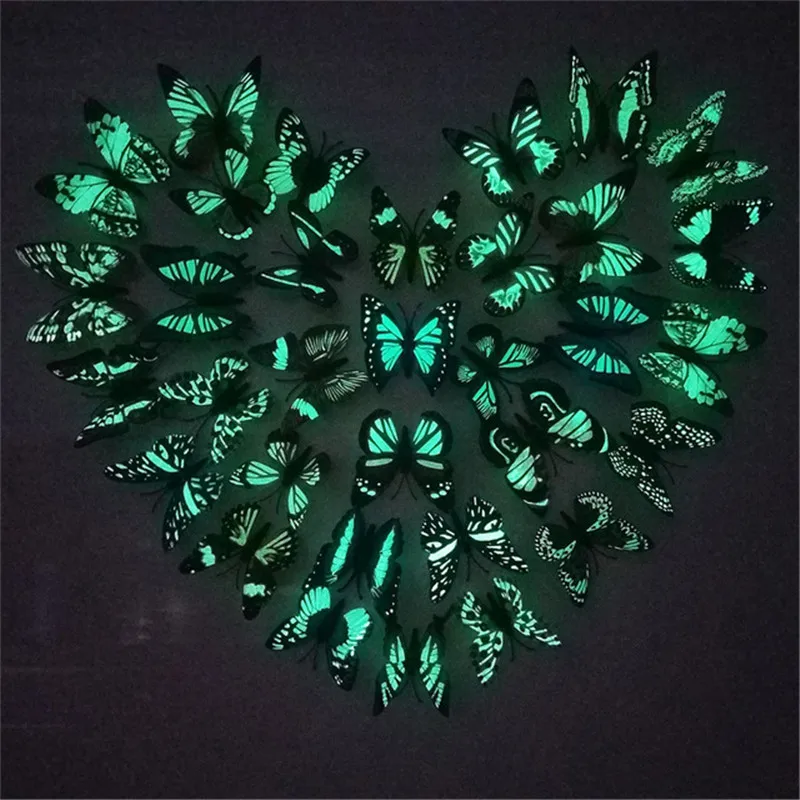 12 pcs/lot PVC 3D simulation diy colorful Butterfly Luminous children toys glow in dark Design sticker Decal double feather
12 pcs/lot PVC 3D simulation diy colorful Butterfly Luminous children toys glow in dark Design sticker Decal double feather