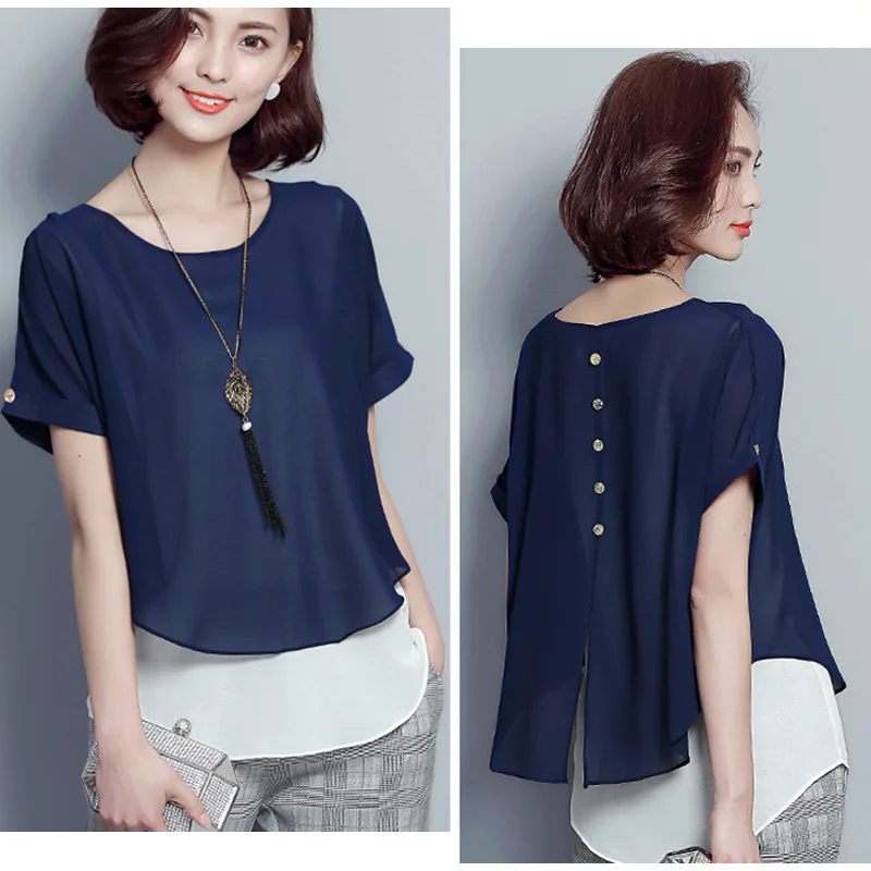 Women's Blouses Tops 2019 Summer Blouse Women Short Sleeve Shirts Fake Two Pieces Casual Chiffon Blouse Women Tops And Blouses
Women's Blouses Tops 2019 Summer Blouse Women Short Sleeve Shirts Fake Two Pieces Casual Chiffon Blouse Women Tops And Blouses