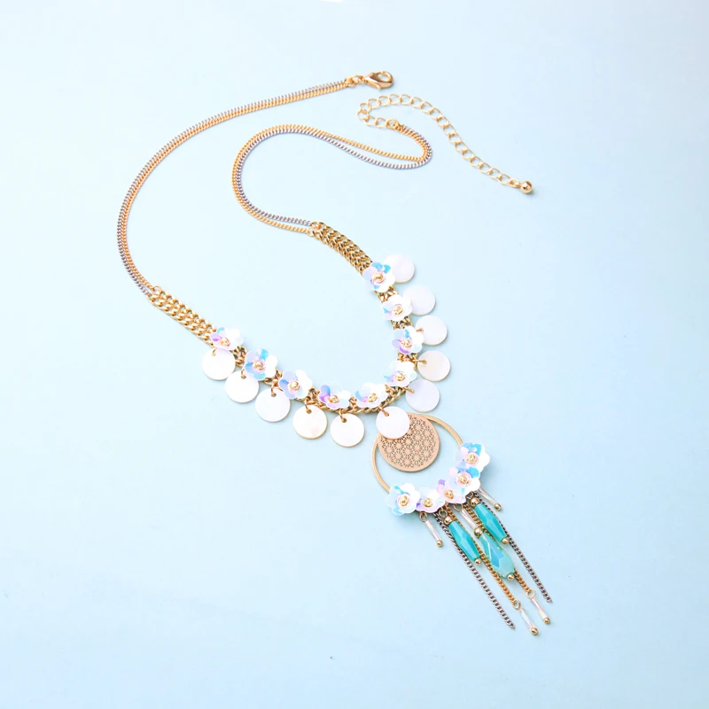 BALANBIU Hyperbole Sequins Shell Flower Geometric Glass Tassel Pendant Gold Color Brass Circle Statement Necklace For Women Gift
BALANBIU Hyperbole Sequins Shell Flower Geometric Glass Tassel Pendant Gold Color Brass Circle Statement Necklace For Women Gift