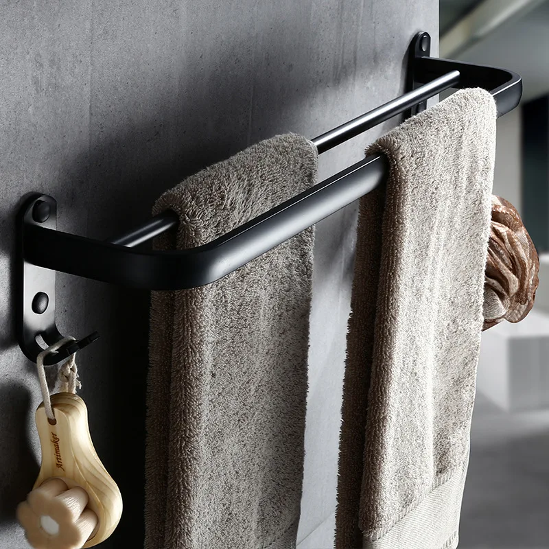 Bathroom 50cm double Bar Black Towel Rack Wall-mounted Black Toilet Space Aluminum Towel Bar with Hook Bathroom Accessories
Bathroom 50cm double Bar Black Towel Rack Wall-mounted Black Toilet Space Aluminum Towel Bar with Hook Bathroom Accessories