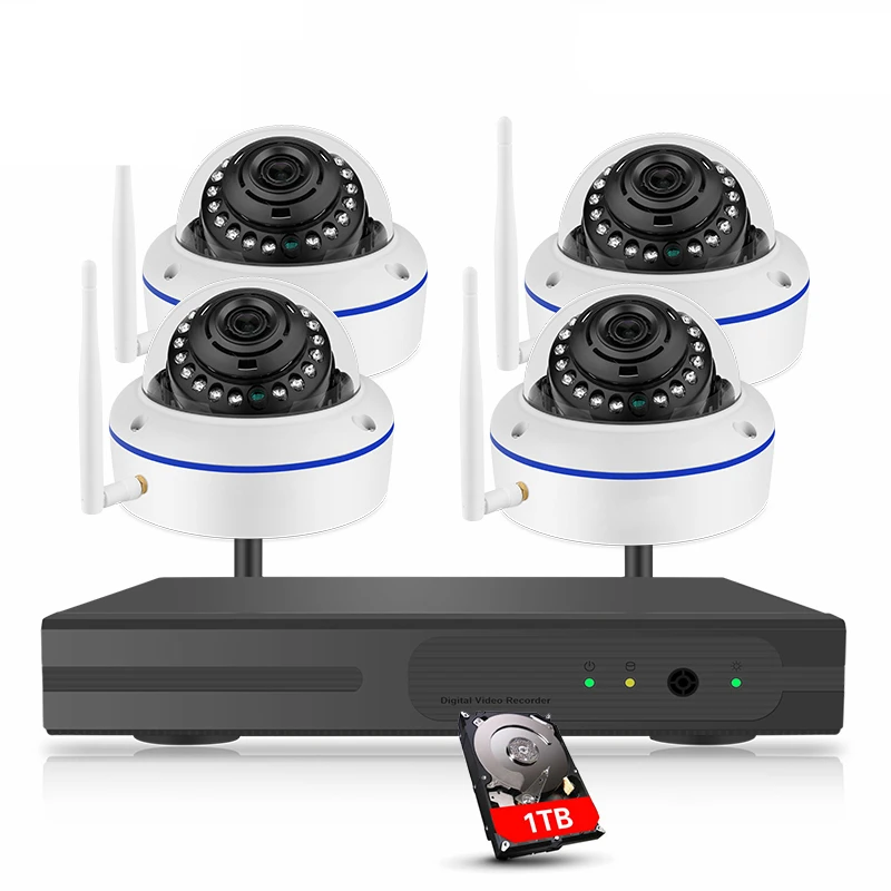 

1080P 960P 720P Wireless CCTV Security System 4CH NVR 2.0MP Record Dome Wifi IP Camera Indoor P2P Video Surveillance Kit