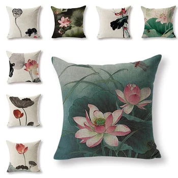 Lotus Retro Style Linen Decorative Cushion Cover Home Sofa Pillow Covers Home Decor Ink Lotus Pillow Case Car Chair Home Decor
Lotus Retro Style Linen Decorative Cushion Cover Home Sofa Pillow Covers Home Decor Ink Lotus Pillow Case Car Chair Home Decor