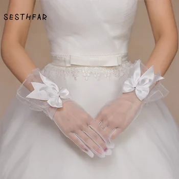 Women White Wedding Bridal Short Gloves Full Finger See Through Ribbon Bowknot Decor Wrist Length Costume Prom Party Solid Color
Women White Wedding Bridal Short Gloves Full Finger See Through Ribbon Bowknot Decor Wrist Length Costume Prom Party Solid Color