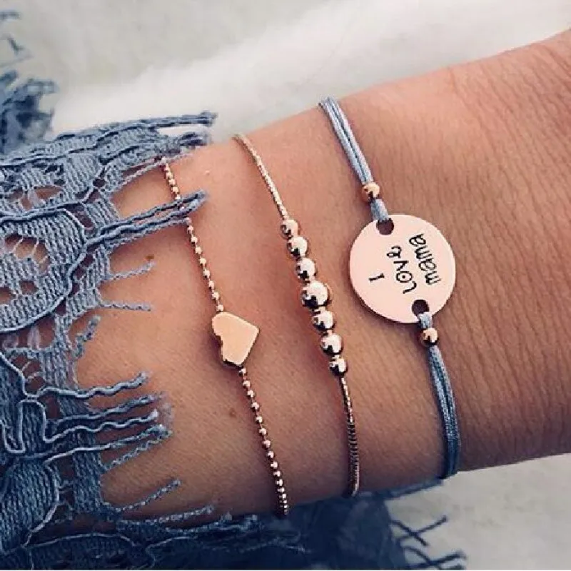4 pieces / set of new fashion zinc alloy English letters love beaded bracelet multi-layer adjustable bracelet party jewelry
4 pieces / set of new fashion zinc alloy English letters love beaded bracelet multi-layer adjustable bracelet party jewelry