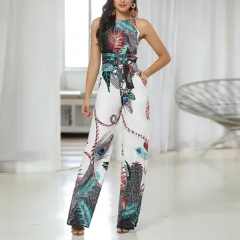 2019 Fashion Women Sexy O-Neck Feather Printed Sleeveless Bandage Loose Long Jumpsuits Mulheres Sem Mangas Romper Y
2019 Fashion Women Sexy O-Neck Feather Printed Sleeveless Bandage Loose Long Jumpsuits Mulheres Sem Mangas Romper Y