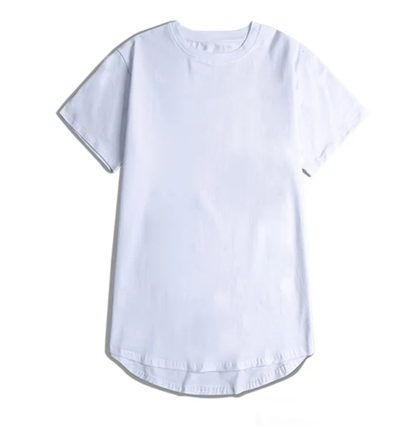 

Fashion Summer Men's T Shirt Solid Color Extended T-Shirt Men clothing Curved Hem Long line Tops Hip Hop Urban Blank