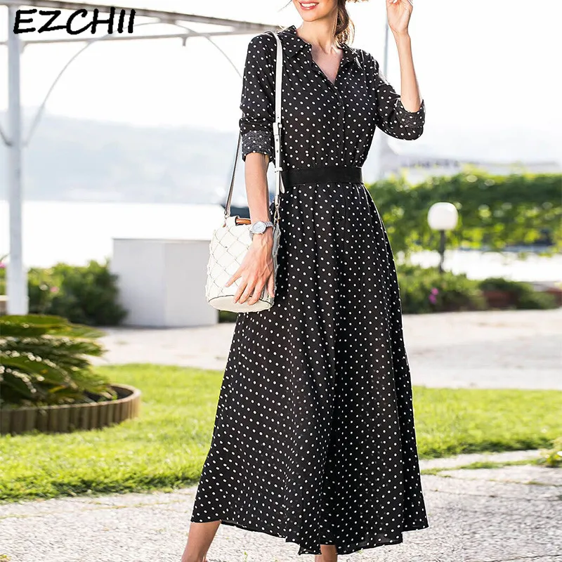 Autumn Spring Dot Long Dress Women Casual Turn Down Collar Long Slevee Button Split Hem Female Shirt Dresses Vestidos
Autumn Spring Dot Long Dress Women Casual Turn Down Collar Long Slevee Button Split Hem Female Shirt Dresses Vestidos