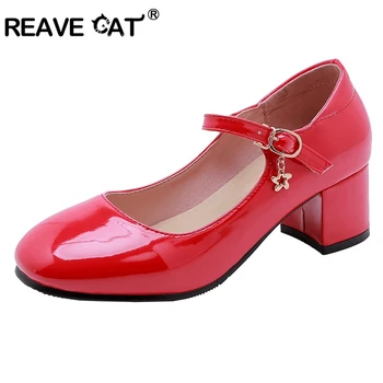 REAVE CAT Women's pumps Middle Square heel Buckle Round toe Patent leather Spring summer Big size 32-43 Black White Red A1996
REAVE CAT Women's pumps Middle Square heel Buckle Round toe Patent leather Spring summer Big size 32-43 Black White Red A1996