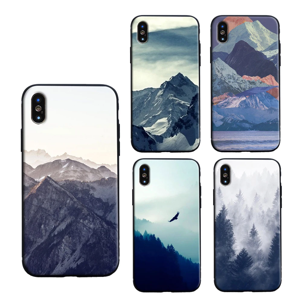 Чехол для телефона iPhone 8 7 Plus задняя крышка с изображением гор пик и леса X XS XR Max 6 6S 5