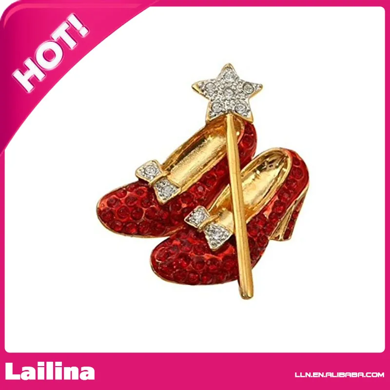Brooch Queen Wedding Day Gold-tone Red Crystal Heel Shoes and Star Wand and Bow Dorothy Wizard of Oz Style Shoes Costume Jewelry
Brooch Queen Wedding Day Gold-tone Red Crystal Heel Shoes and Star Wand and Bow Dorothy Wizard of Oz Style Shoes Costume Jewelry