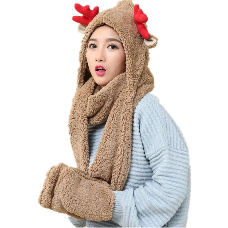 Cute Elk Antlers Warm Christmas Gift for Girls Lamb Velvet Hat and Scarf Women's Winter Hats Christmas Scarves Gloves Cap Set
Cute Elk Antlers Warm Christmas Gift for Girls Lamb Velvet Hat and Scarf Women's Winter Hats Christmas Scarves Gloves Cap Set