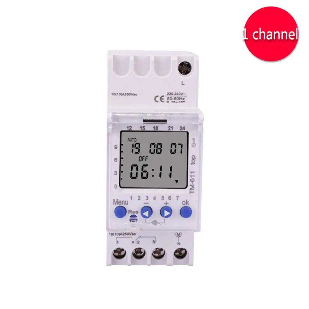 SINOTIMER 220V TM611 One Channel Timer 7 Days 24Hours Programmable Electronic LCD Digital Time Switch with Pulse
SINOTIMER 220V TM611 One Channel Timer 7 Days 24Hours Programmable Electronic LCD Digital Time Switch with Pulse