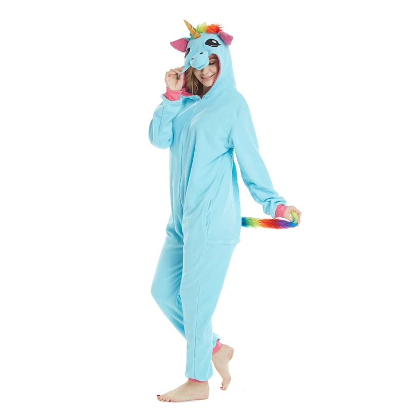 

Golden Horn Blue Unicorn Onesies Adult Kigurumi Animal Shark Pajamas Lemur Sleepwear Pikachu Pyjamas Carnival Cosplay Costumes