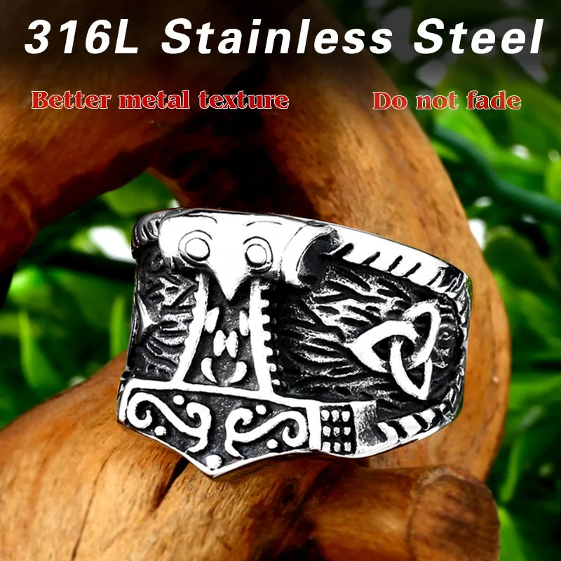 Beier 316L Stainless Steel Nordic Pagan Triskele Helm of Awe Aegishjalmur Futhark Viking Magic Stave Runic Amulet Ring LR563
Beier 316L Stainless Steel Nordic Pagan Triskele Helm of Awe Aegishjalmur Futhark Viking Magic Stave Runic Amulet Ring LR563