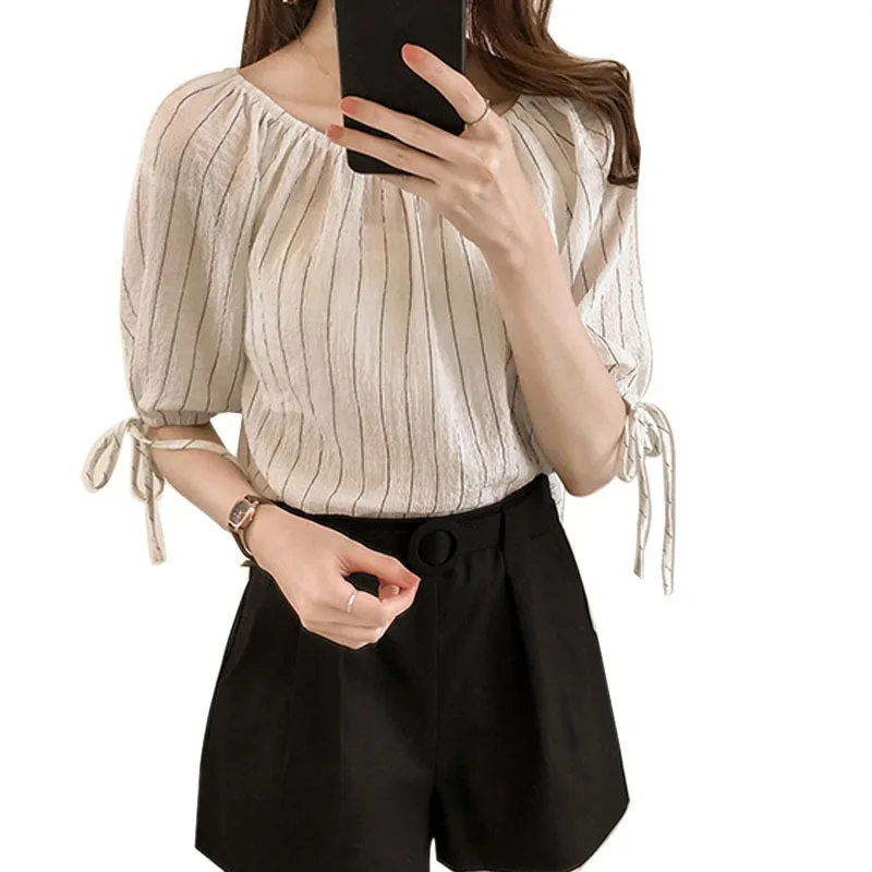 Women Chiffon Blouse Loose Lantern Shirt Casual Sleeve Summer Striped One Plus 2019 Size Tops Strapless Word Elegant Blouse
Women Chiffon Blouse Loose Lantern Shirt Casual Sleeve Summer Striped One Plus 2019 Size Tops Strapless Word Elegant Blouse