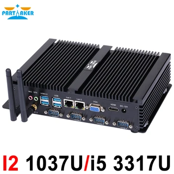 Partaker Fanless mini pc industrial computer with USB 3.0 4*COM HDMI Intel Celeron