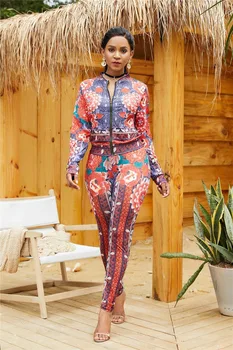 Floral Print Bodycon Women Set Casual Long Sleeve Zipper Jacket With Pants Two Piece Set Vintage Traditional Suit Female Set
Floral Print Bodycon Women Set Casual Long Sleeve Zipper Jacket With Pants Two Piece Set Vintage Traditional Suit Female Set