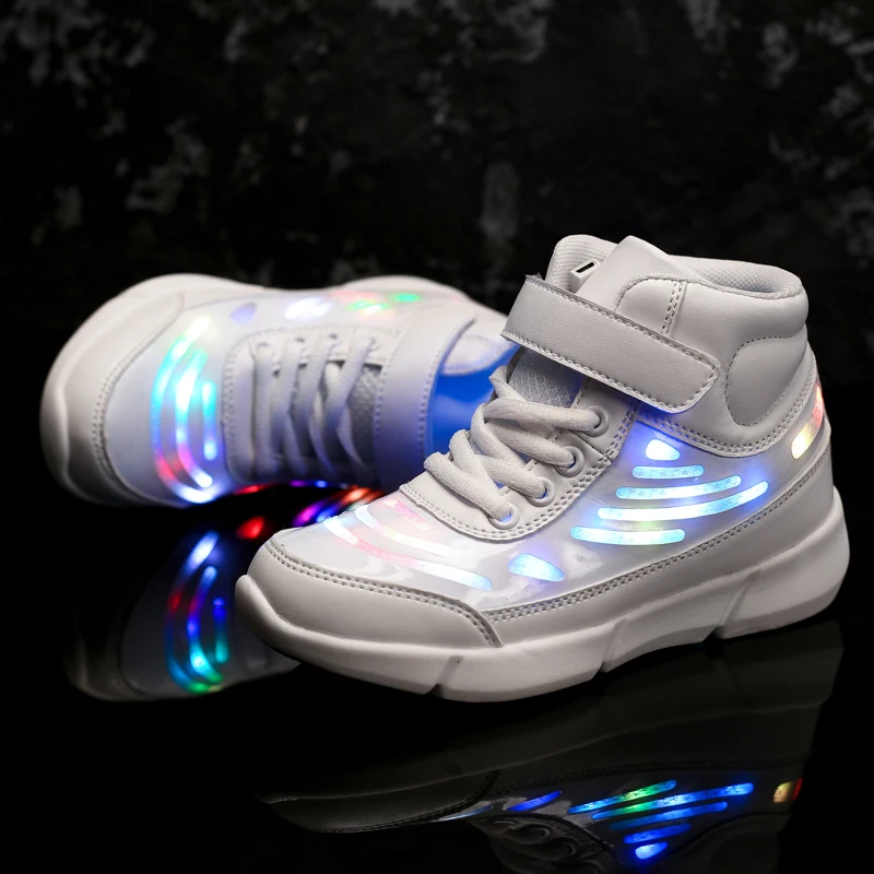 Kid Boy Girl Glowing Shoes Fashion Ankle High Boys Girls Luminous Sneakers Children Flash Led Light Up Shoes USB charging 
Kid Boy Girl Glowing Shoes Fashion Ankle High Boys Girls Luminous Sneakers Children Flash Led Light Up Shoes USB charging