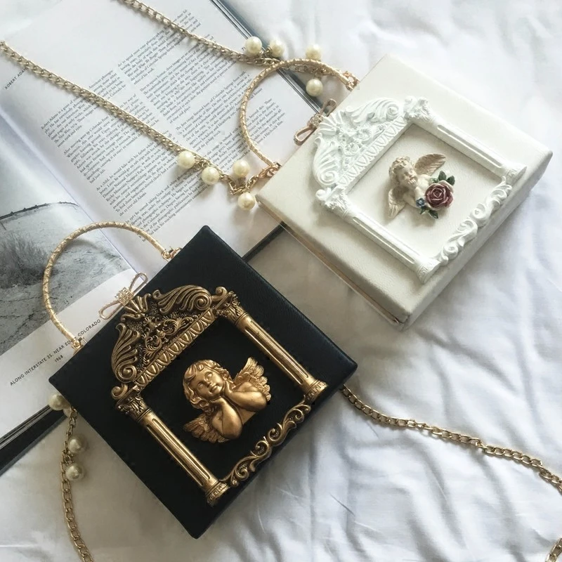New Baroque style retro angel embossed handbag bag female pearl chain box shoulder bag
New Baroque style retro angel embossed handbag bag female pearl chain box shoulder bag