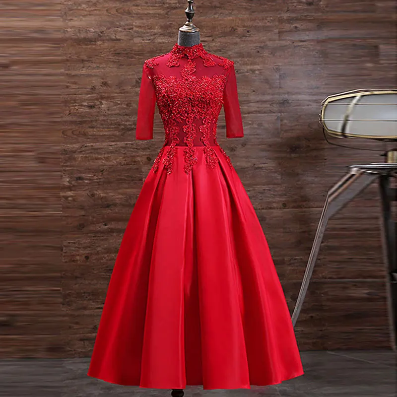 Tanpell Red Cocktail Dress High Neck Appliques Beading Half Sleeves Zipper upWoman Party Gown Tea-Length Cocktail Dress
Tanpell Red Cocktail Dress High Neck Appliques Beading Half Sleeves Zipper upWoman Party Gown Tea-Length Cocktail Dress